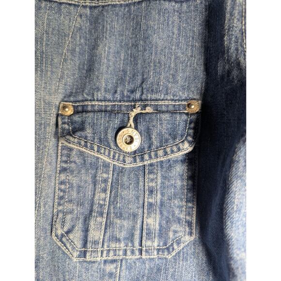 Express Womens Vintage Cropped Jean Jacket Sz Small 90s Old Stock Metal Zipper - Picture 5 of 9